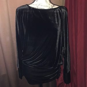 Boston proper black blouson top small velvet nwot